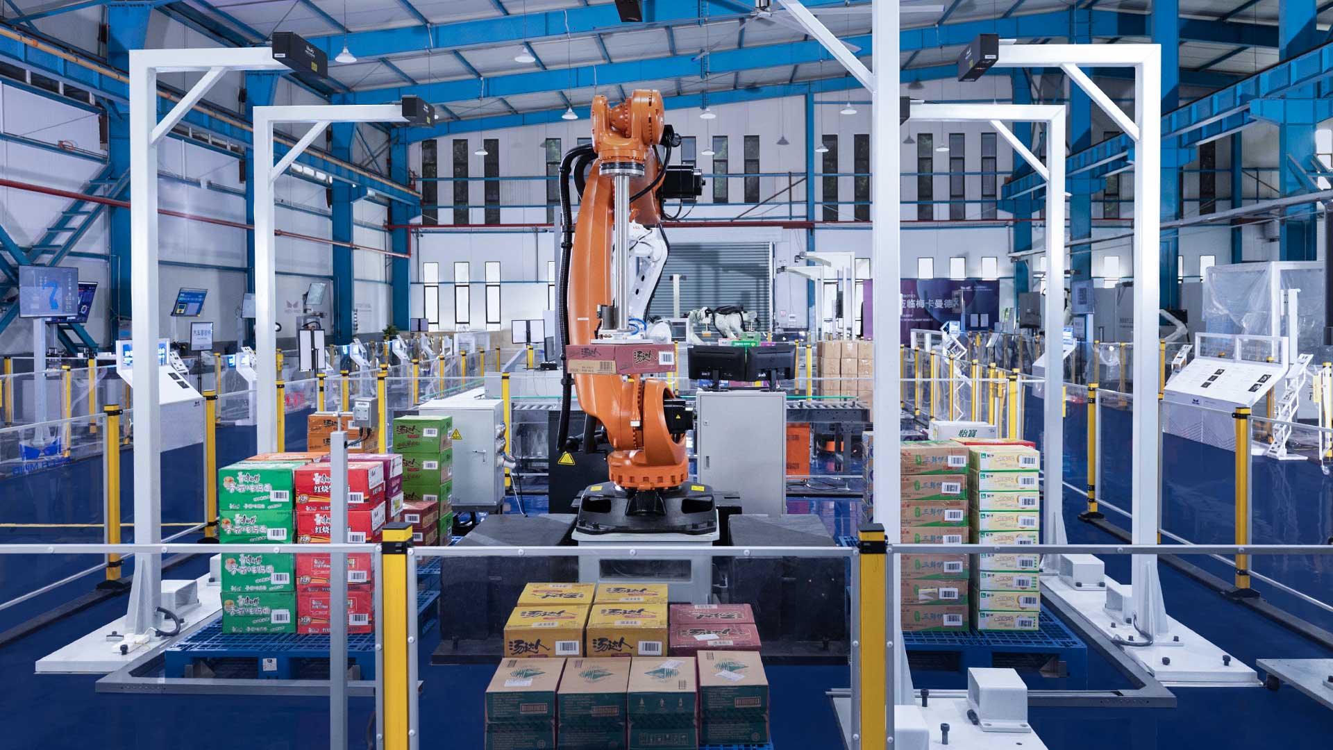 智能機器人應用-3D視覺引導多SKU紙箱混碼