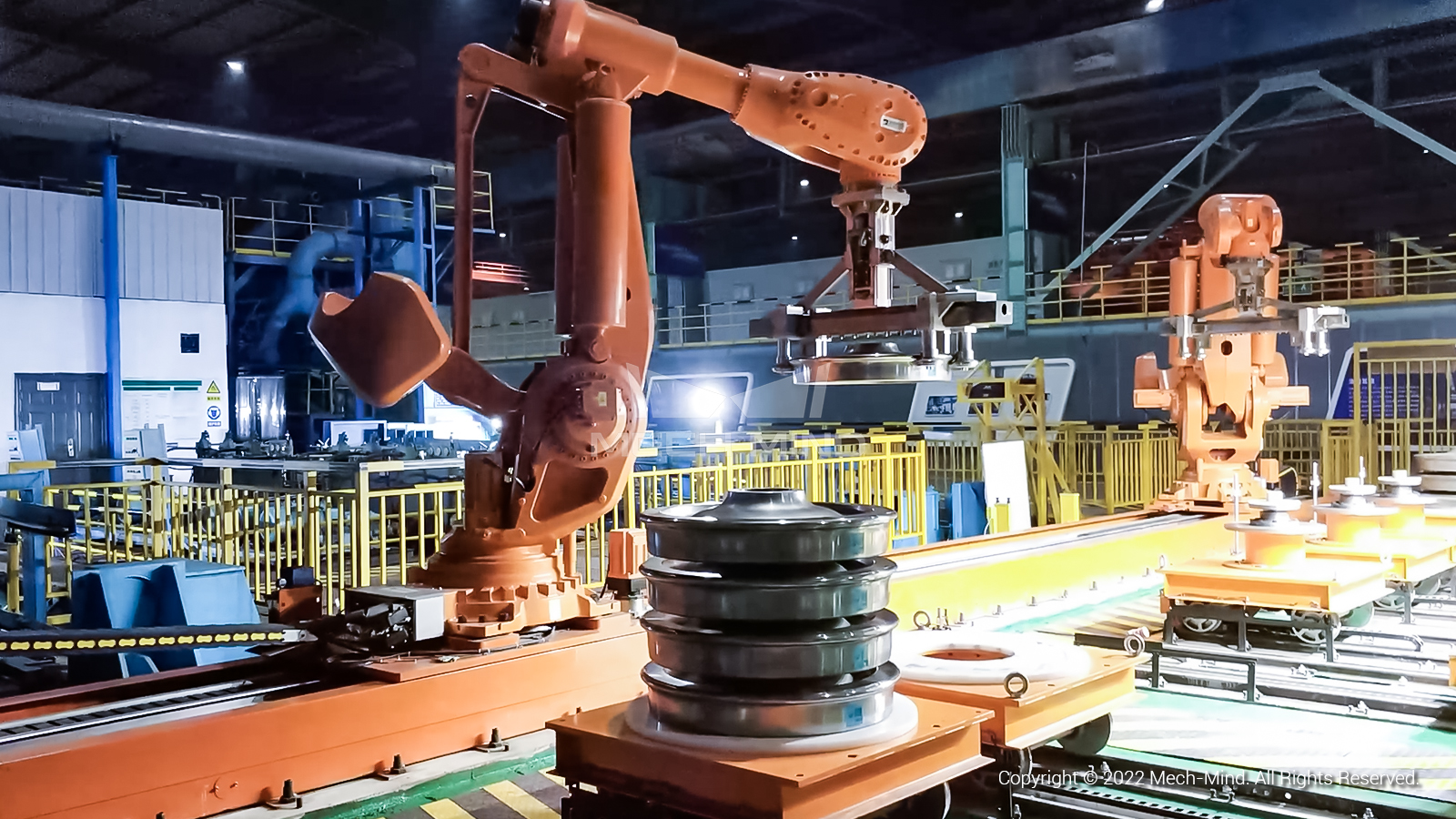 視覺引導(dǎo)火車輪抓取上料 | 某大型火車輪制造廠